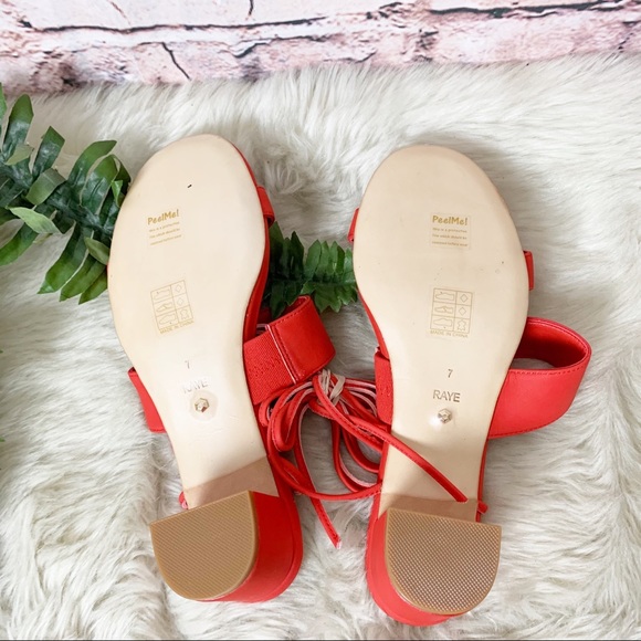 Raye Paris Tie Up Block Heel In Red Size 7 - Picture 7 of 9